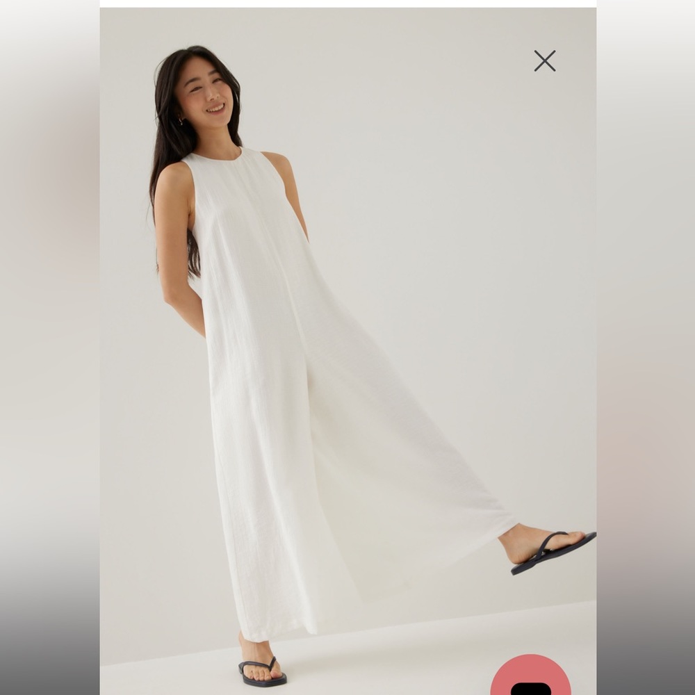 Love Bonito Leondra Textured Wide Leg Jumpsuit White NWT